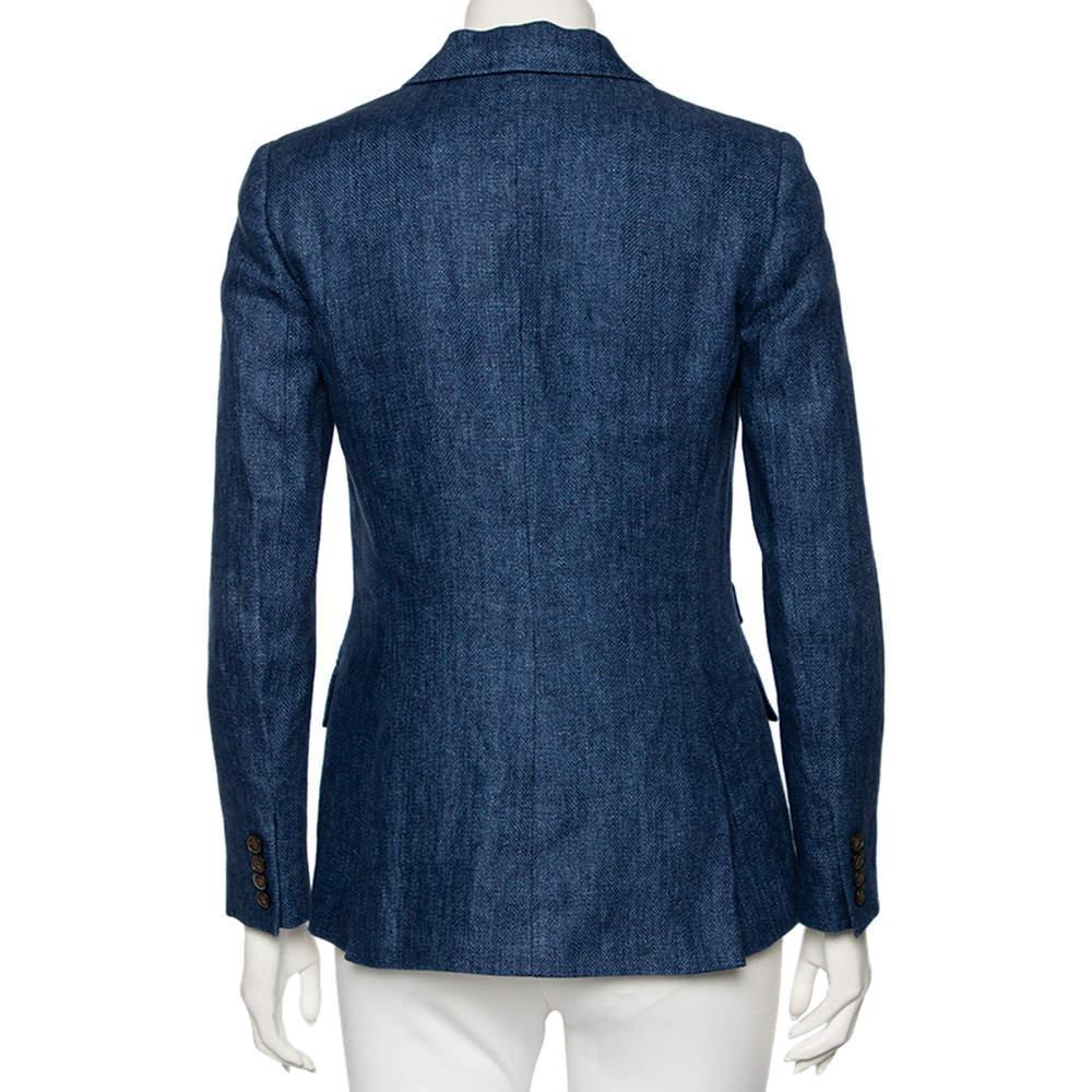 商品[二手商品] Ralph Lauren|Polo Ralph Lauren Indigo Blue Linen Button Front Blazer S,价格¥2304,第5张图片详细描述