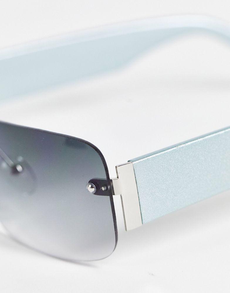 ASOS DESIGN 90's rimless mid square sunglasses with smoke lens商品第2张图片规格展示
