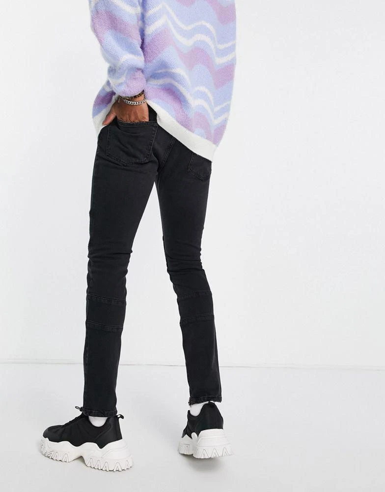 商品Topman|Topman stretch skinny biker jeans in black,价格¥238,第3张图片详细描述