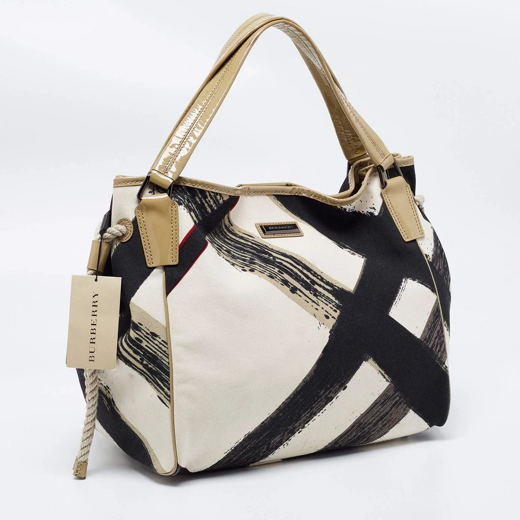 商品[二手商品] Burberry|Burberry Beige Brushstroke Check Canvas and Patent Leather Biltmore Shopper Tote,价格¥2307,第3张图片详细描�述