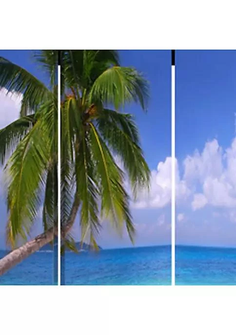 商品Duna Range|Range Beach Inspired Canvas Print 3 Panel Wooden Screen Blue And Green,价格¥3130,第2张图片详细描述