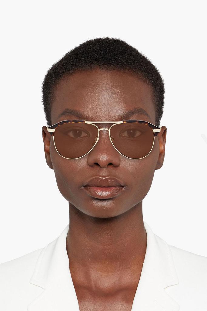 Aviator-style tortoiseshell metal sunglasses商品第2张图片规格展示