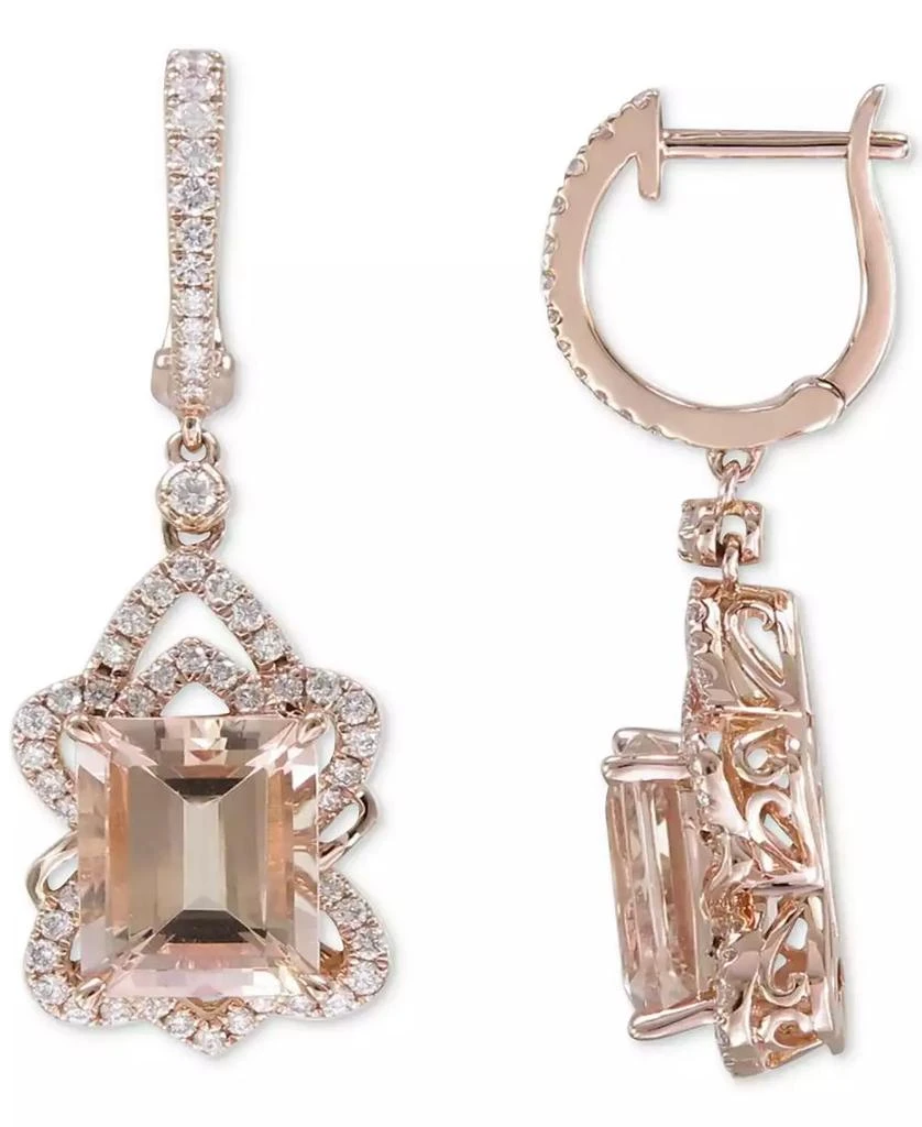 商品Macy's|Aquamarine (3 ct. t.w.) & White Sapphire (5/8 ct. t.w.) Leverback Drop Earrings in Sterling Silver (Also in Morganite),价格¥2398,第1张图片