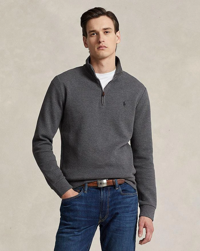 商品Ralph Lauren|Cotton Blend Double Knit Mesh Quarter Zip Mock Neck Sweatshirt,价格¥582,第1张图片