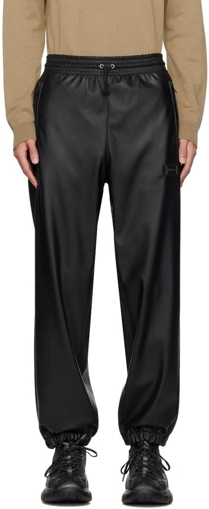 商品Hugo Boss|Black Wide-Leg Faux-Leather Sweatpants,价格¥1007,第1张图片