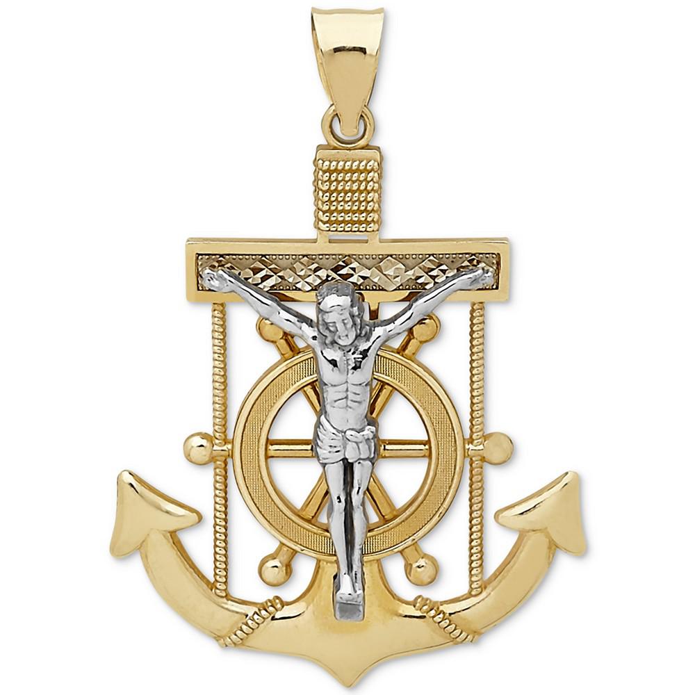 Men's Mariner Cross Pendant in 14k Gold & White Gold商品第1张图片规格展示