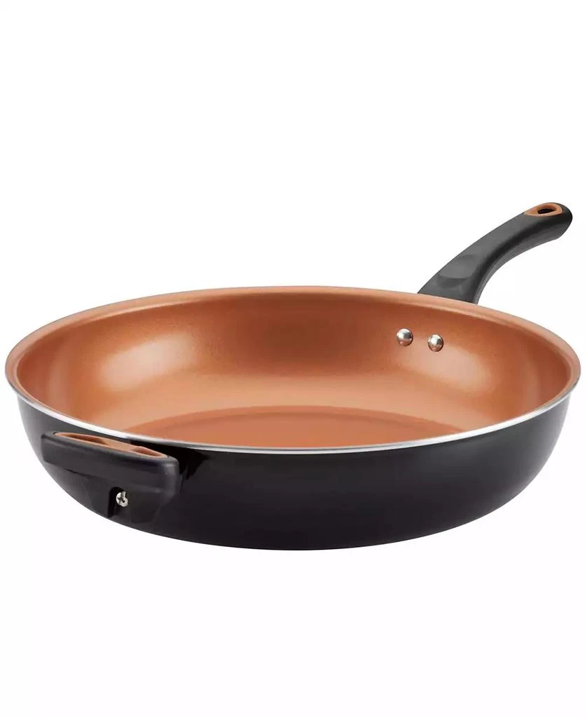 商品Farberware|Glide Copper Ceramic Nonstick 12.5" Deep Skillet with Helper Handle,价格¥188,第1张图片