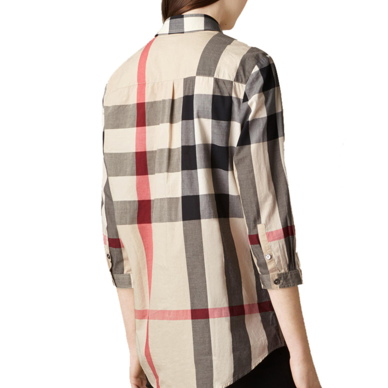 Burberry 博柏利 格纹拼色棉质宽松式衬衫 3789006商品第2张图片规格展示