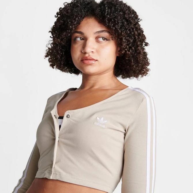 Women's adidas Originals adicolor Classics 3-Stripes Button Long-Sleeve T-Shirt 商品