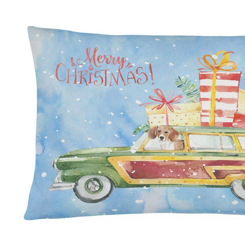 商品Caroline's Treasures|12 in x 16 in  Outdoor Throw Pillow Merry Christmas Beagle Canvas Fabric Decorative Pillow,价格¥232,第1张图片