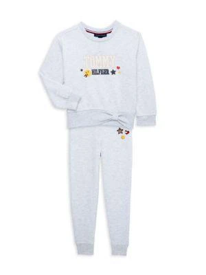 商品Tommy Hilfiger|Little Girl’s 2-Piece Tie Sweatshirt & Joggers Set,价格¥244,第1张图片