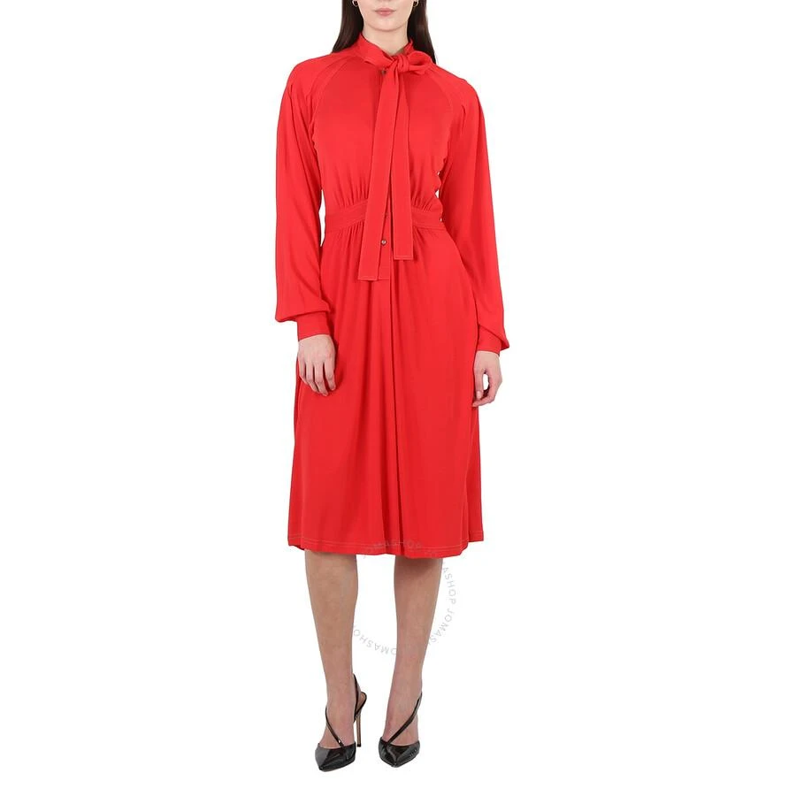 商品Burberry|Ladies Red Topstitch Detail Jersey Tie-neck Dress,价格¥2740,第1张图片