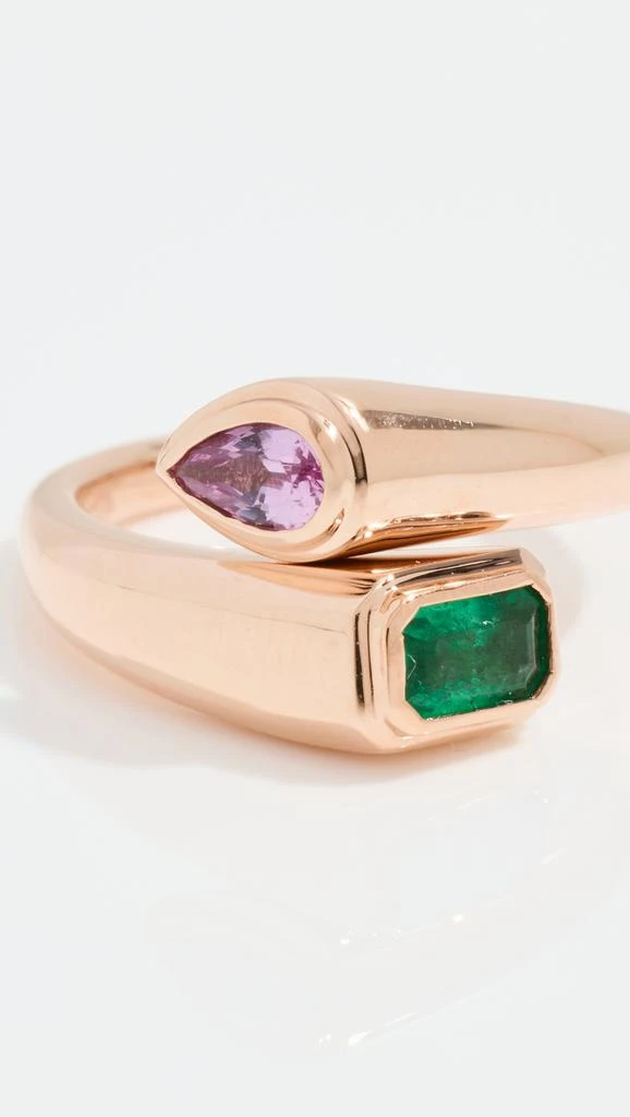 商品SHAY|18k Emerald and Pink Sapphire Bypass Pinky Ring,价格¥13594,第3张图片详细描述