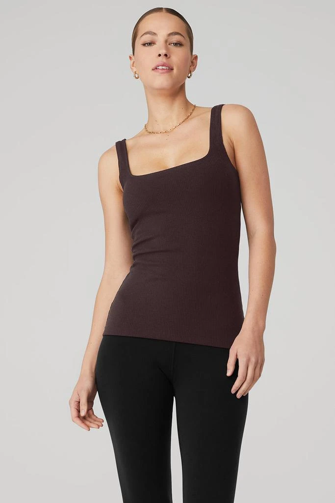 商品Alo|Ribbed Minimalist Tank - Raisin,价格¥557,第1张图片