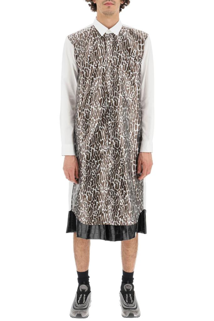 Comme des garcons homme plus long shirt with leopard techno fabric panel商品第2张图片规格展示