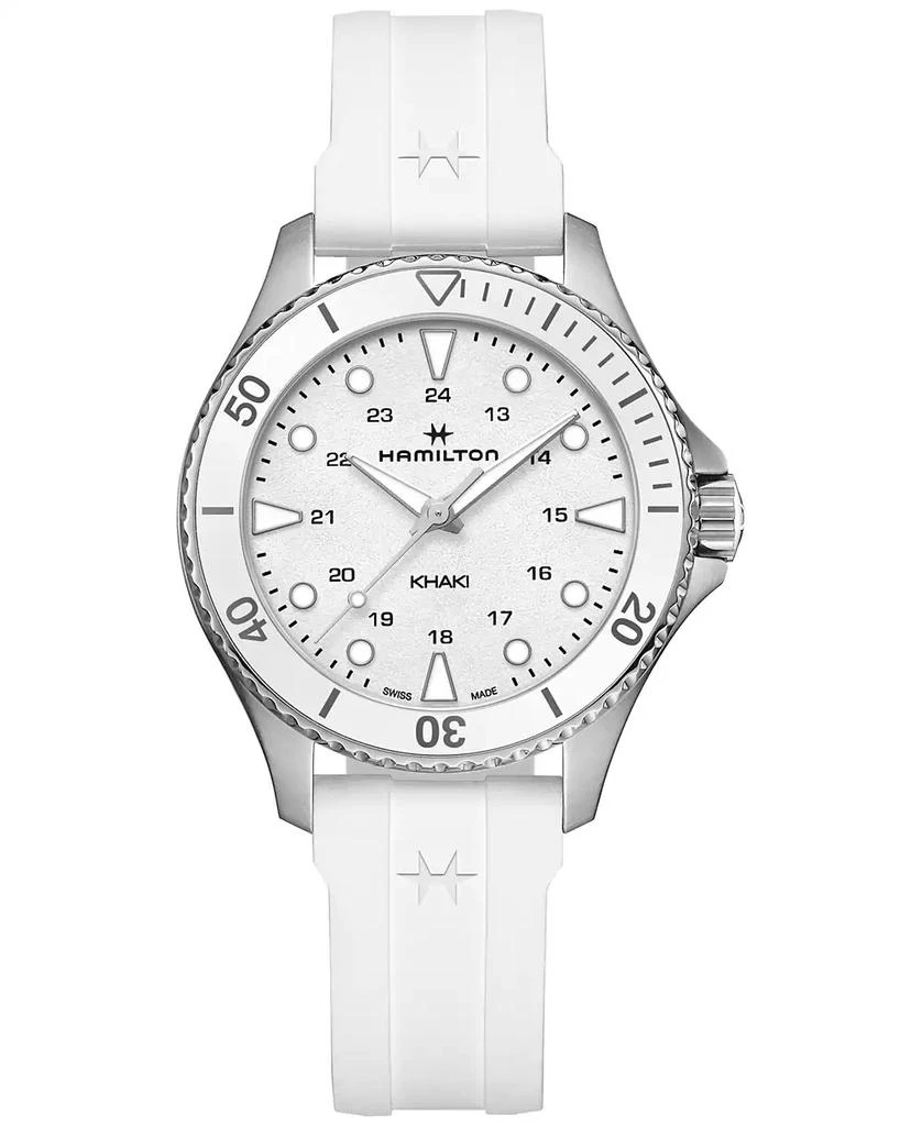 商品Hamilton|Women's Swiss Khaki Navy Scuba White Rubber Strap Watch 37mm,价格¥5426,第1张图片