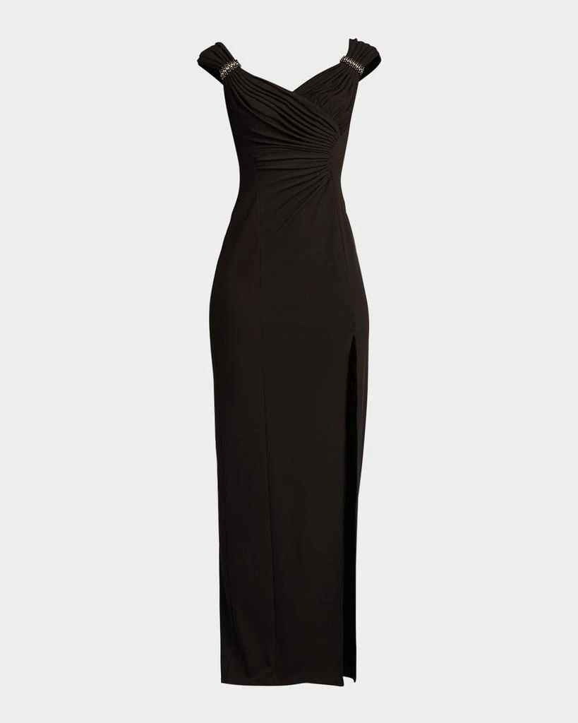 商品SHO by Tadashi Shoji|Ruched Crepe Column Gown,价格¥2796,第1张图片