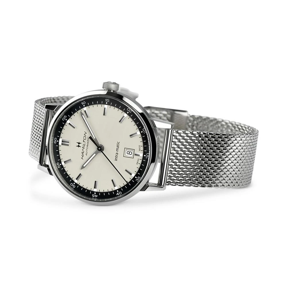 商品Hamilton|Men's Swiss Intra-Matic Stainless Steel Mesh Bracelet Watch 40mm,价格¥8189,第3张图片详细描述