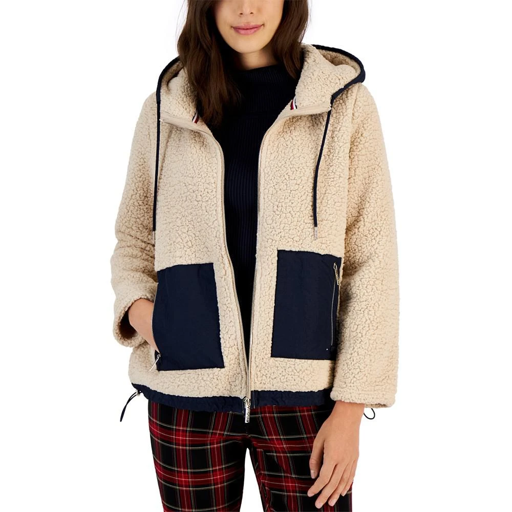商品Tommy Hilfiger|Women's Contrast-Trim Sherpa Fleece Hooded Jacket,价格¥590,第1张图片