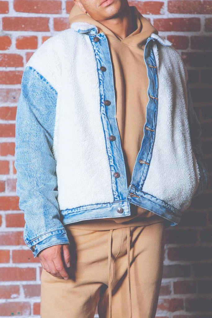 商品MNML|Sherpa Body Trucker Jacket - Blue/White,价格¥284,第2张图片详细描述