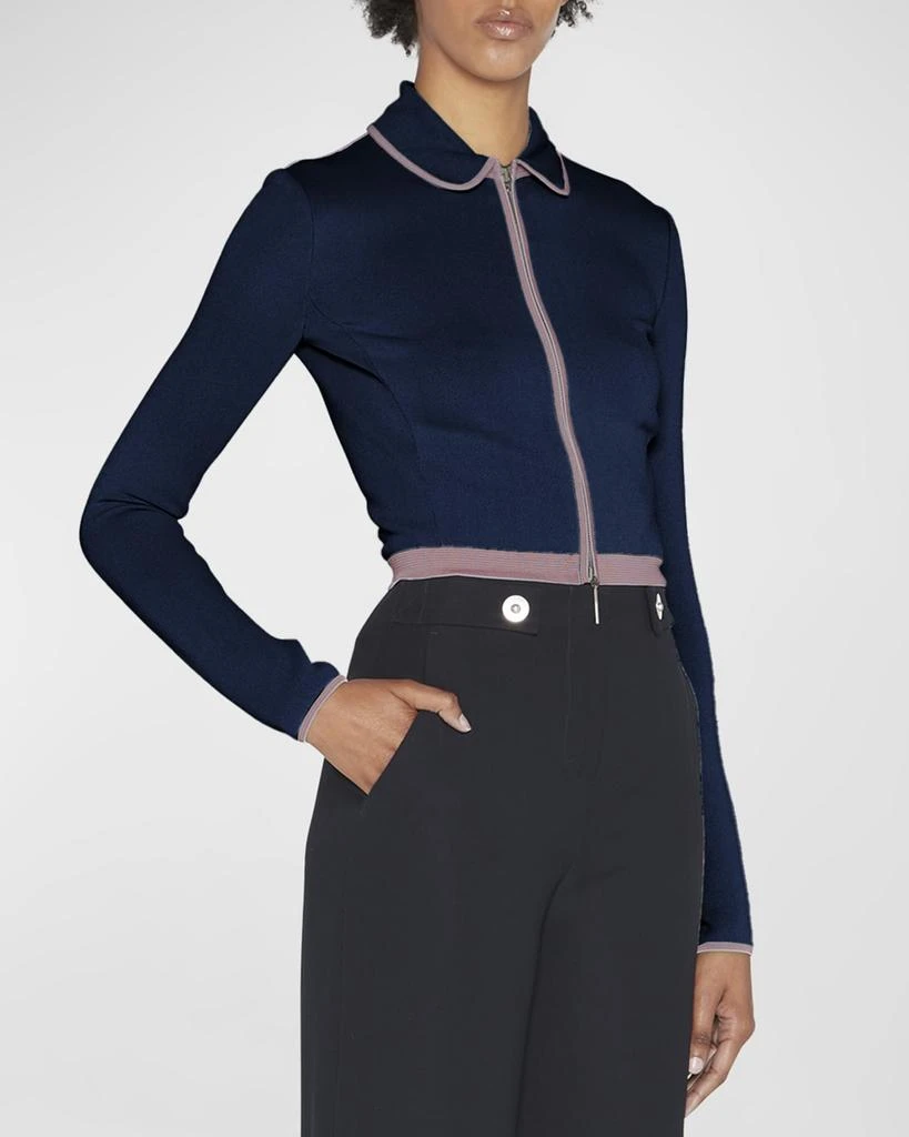 商品Giorgio Armani|Peter Pan-Collar Striped-Edge Crop Zip Jacket,价格¥21594,第4张图片详细描述