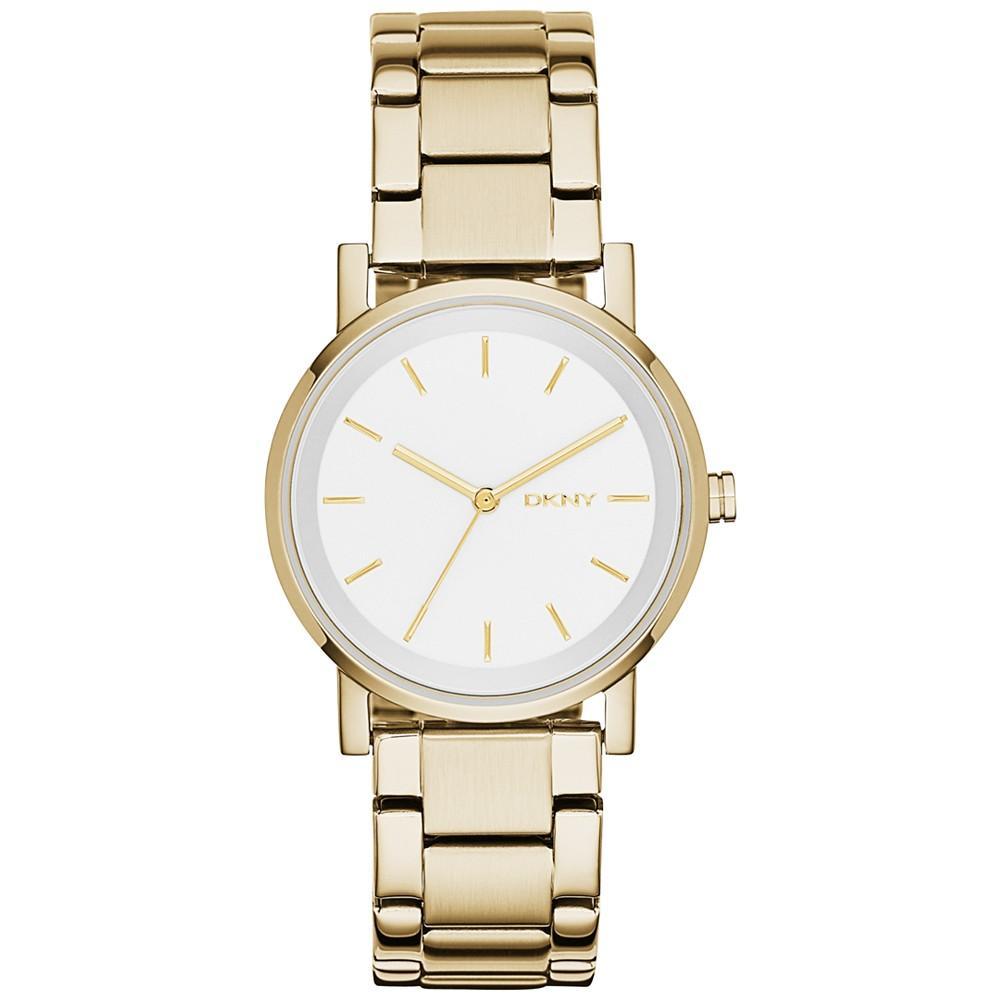 商品DKNY|Women's Soho Gold-Tone Stainless Steel Bracelet Watch 34mm, Created for Macy's,价格¥999,第1张图片