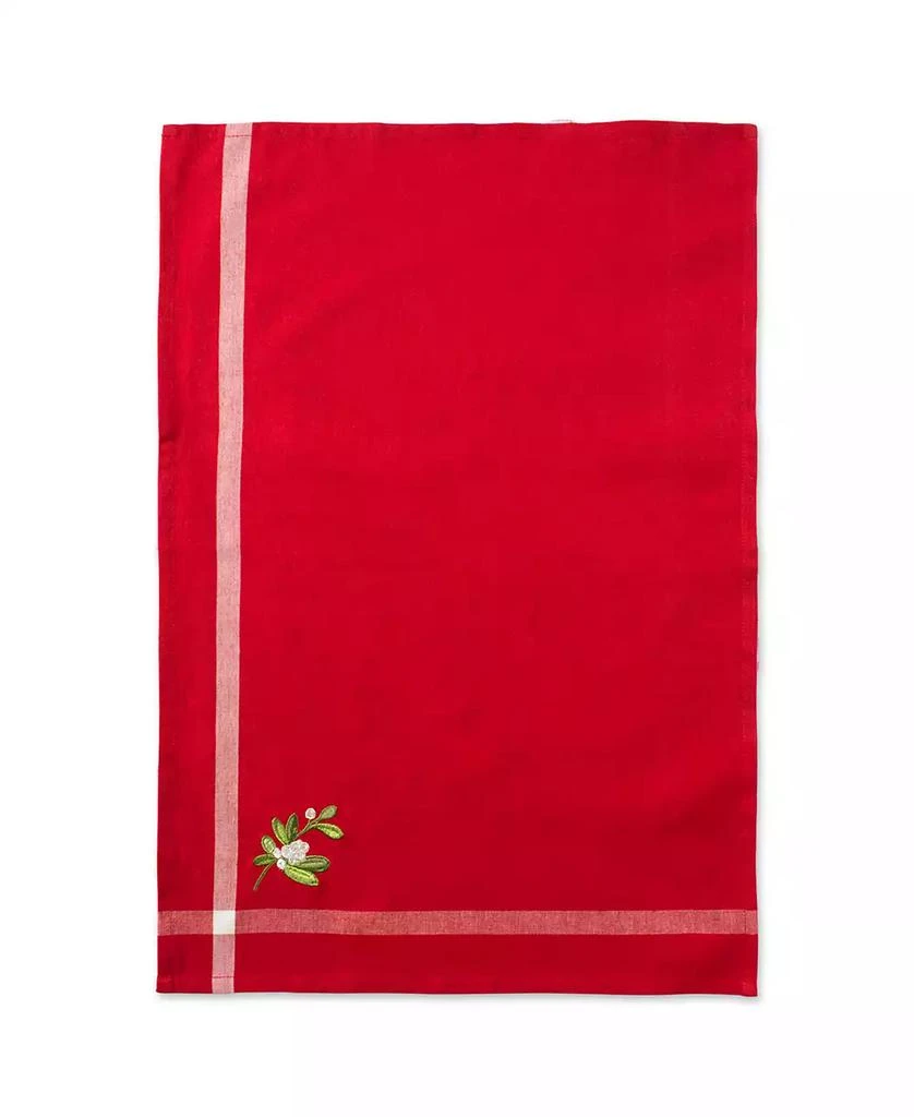 Stripe Holly Mistletoe Holiday embroidered Dishtowel Set 商品