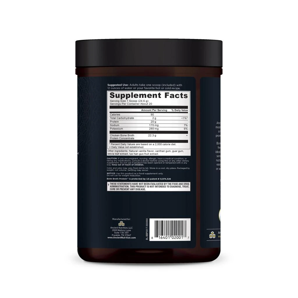 商品Ancient Nutrition|Bone Broth Protein™ Vanilla - 4-Pack 15.00% Off Auto renew,价格¥786,第2张图片详细描述