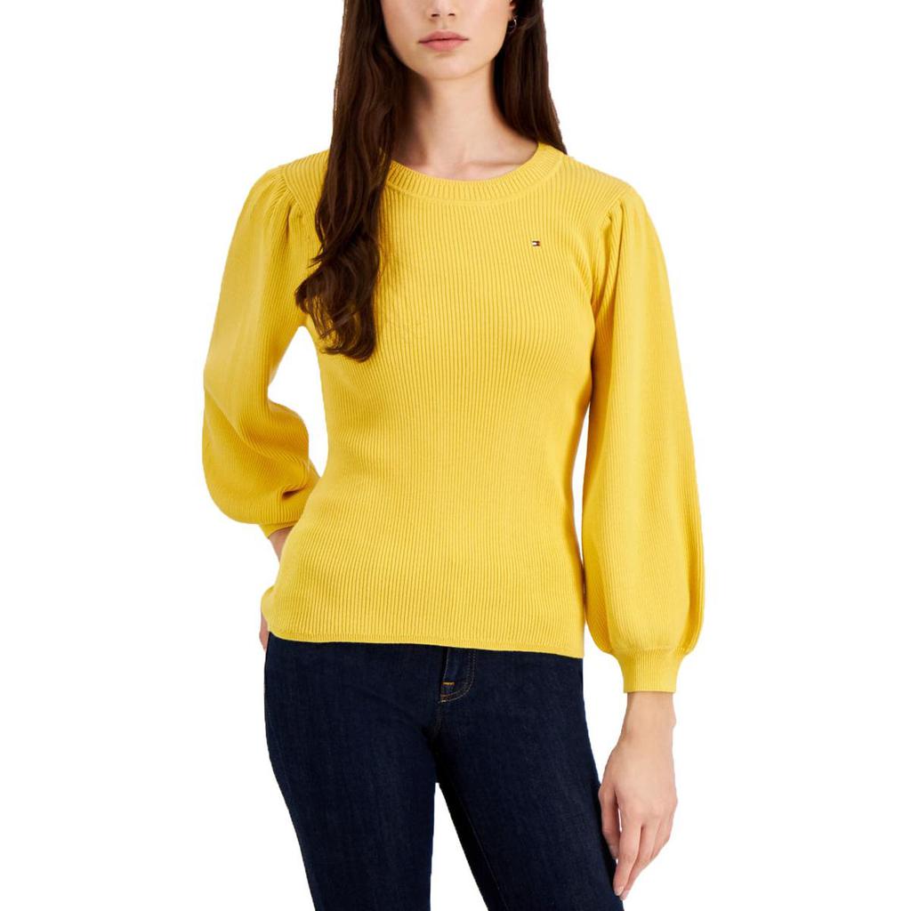 Tommy Hilfiger Womens Plus Cotton Puff Sleeve Crewneck Sweater商品第2张图片规格展示