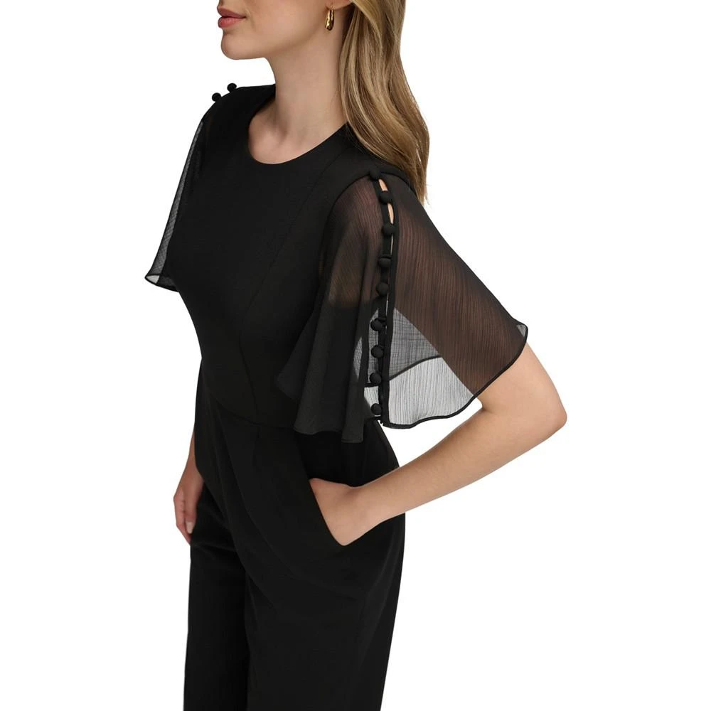 商品Calvin Klein|Women's Flutter-Sleeve Button-Trim Jumpsuit,价格¥768,第3张图片详细描述
