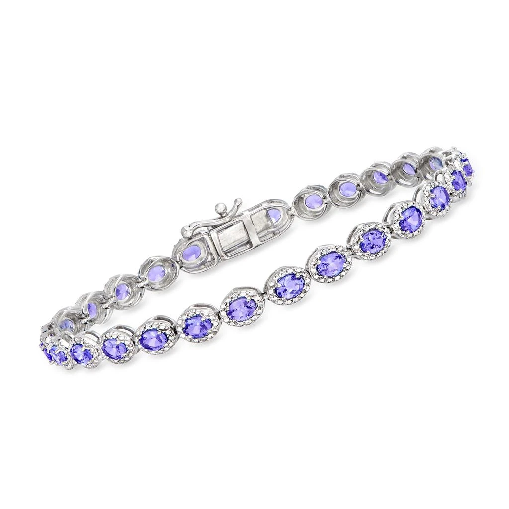 商品Ross-Simons|Tanzanite and . Diamond Tennis Bracelet in Sterling Silver,价格¥2838,第1张图片