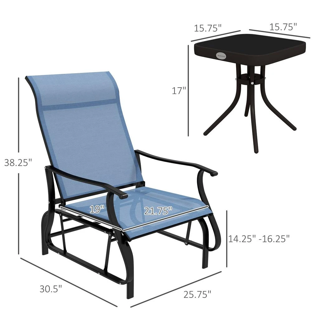 商品Streamdale Furniture|Streamdale Porch Glider Set with Tea Table Comfort and Style for Any Occasion,价格¥3783,第5张图片详细描述