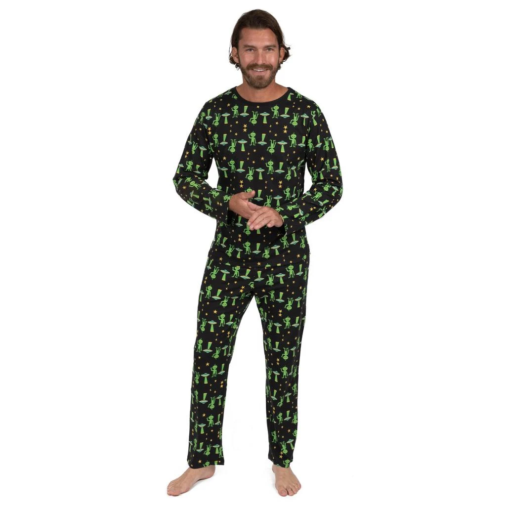 商品Leveret|Mens Two Piece Cotton Loose Fit Pajamas Alien,价格¥350,第1张图片