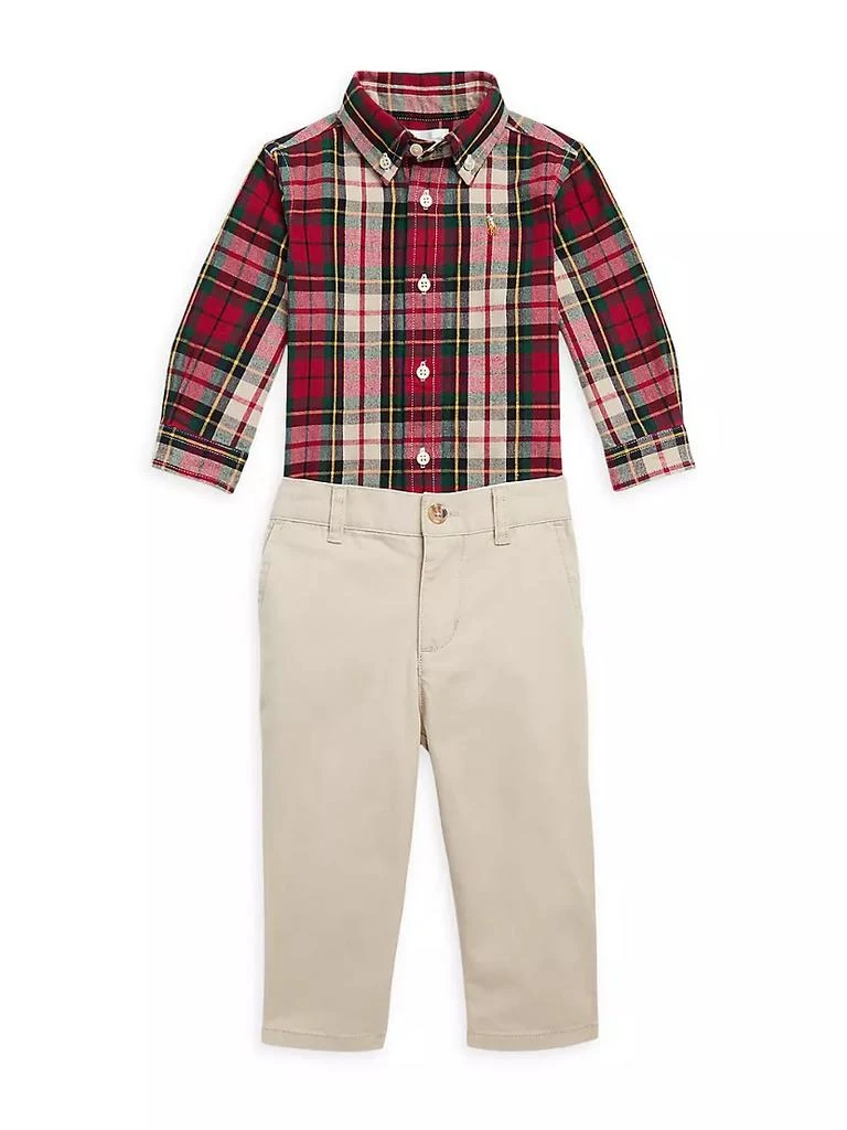 商品Ralph Lauren|Baby Boy's Plaid Polo Shirt & Pants Set,价格¥211,第1张图片