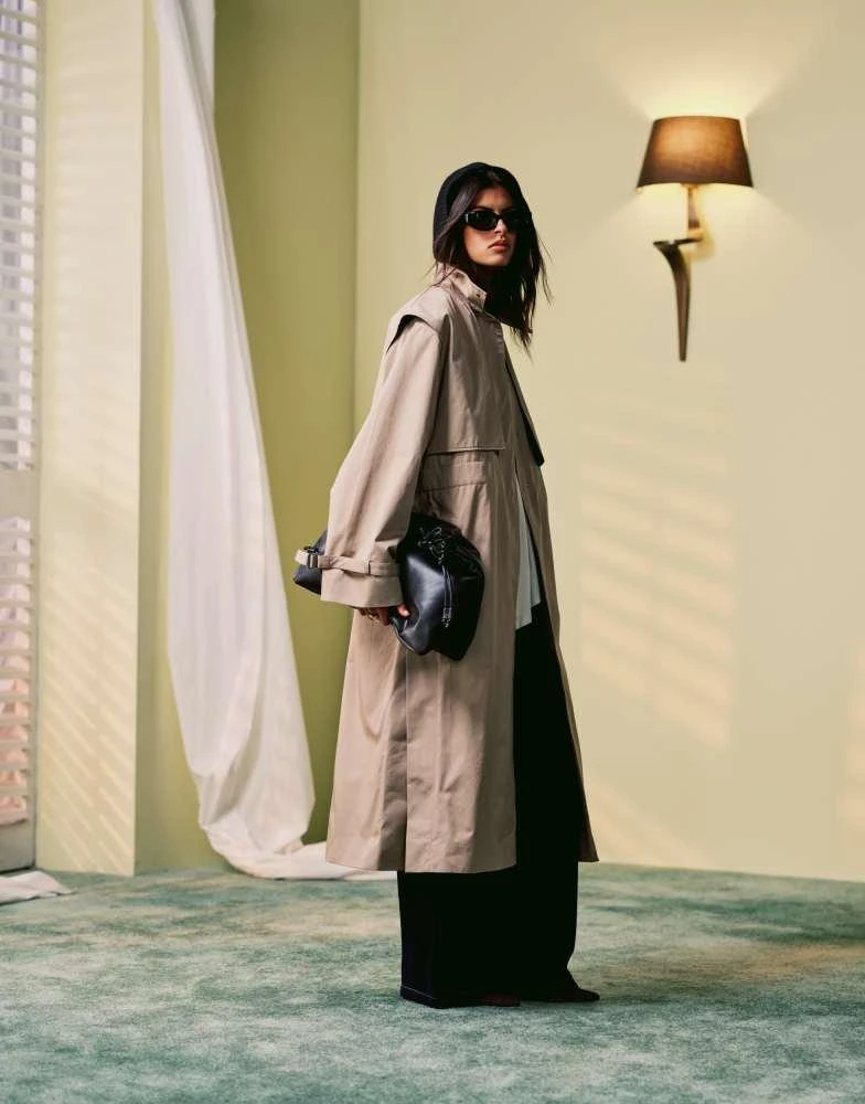 商品& Other Stories|& Other Stories midaxi  trench jacket with convertible collar detail in beige,价格¥1811,第1张图片