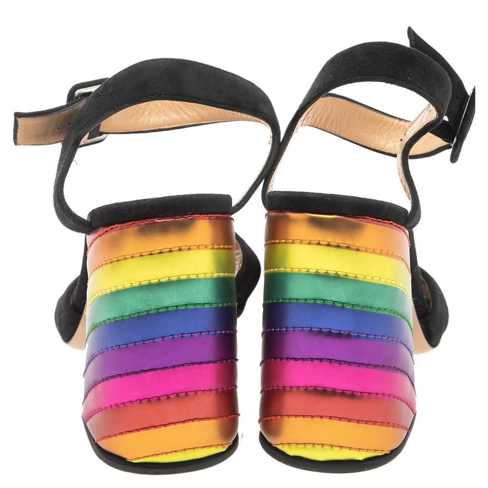 商品[二手商品] Charlotte Olympia|Charlotte Olympia Black Suede  Block Heel Ankle Strap Sandals Size 38.5,价格¥1071,第5张图片详细描述