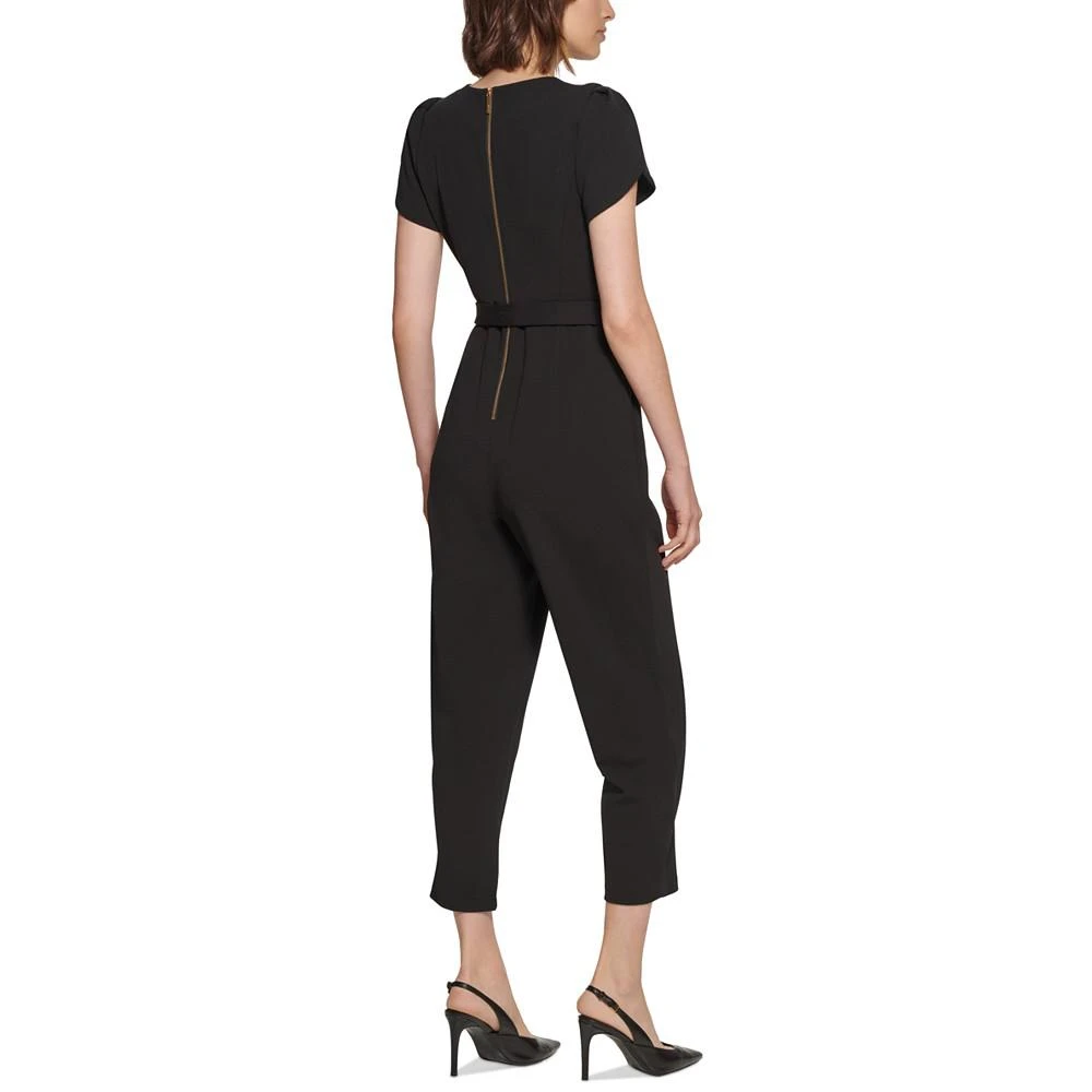 商品Calvin Klein|Petite Puff-Sleeve Belted Jumpsuit,价格¥709,第2张图片详细描述