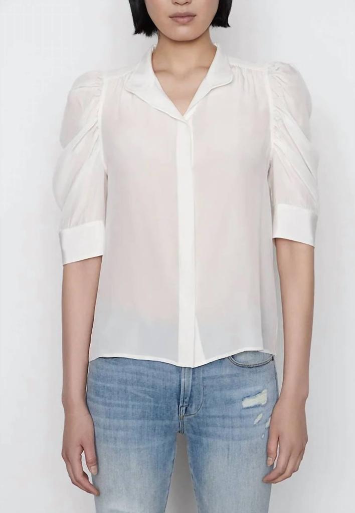 商品FRAME|Gillian Ruched Top in Offwhite,价格¥1682,第1张图片
