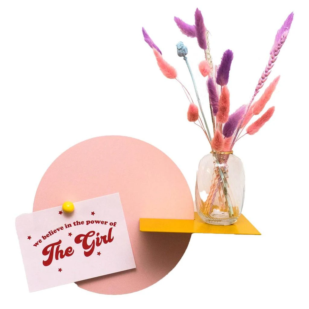 商品The Hut|Peg & Board Wall Pocket With Mustard Shelf - Blush Pink,价格¥178,第1张图片