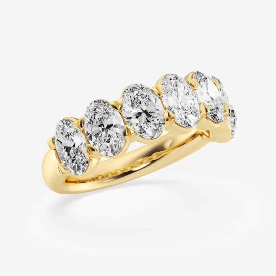 商品Brilliant Diamond|14K Yellow Gold 4 CTTW Oval-Cut LAB GROWN Diamond Seven Stone Anniversary Band (FG,价格¥18059,第2张图片详细描述