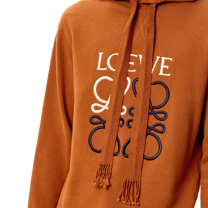 【预售3-7天】LOEWE/罗意威 22年早春新款 男士锈红色棉质抓绒Anagram Logo刺绣连帽衫卫衣H526Y25X02-7881 商品