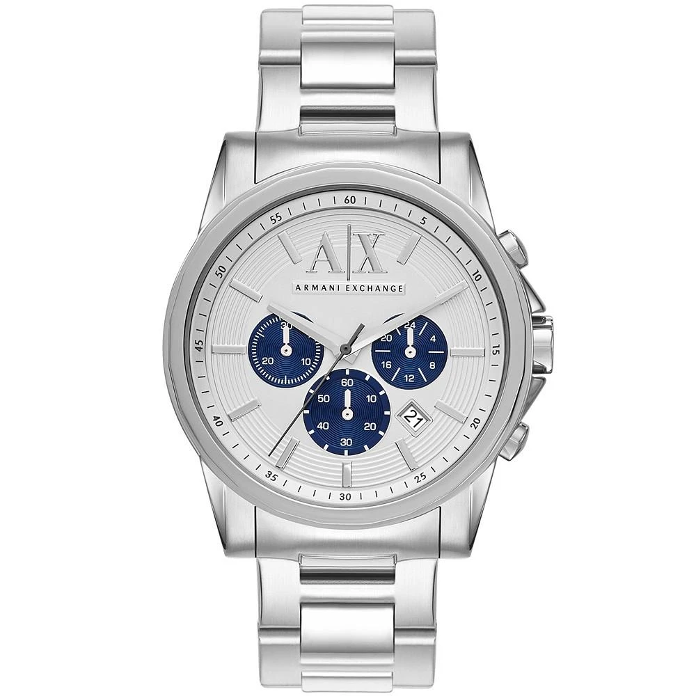 商品Armani Exchange|AX Men's Silver-Tone Stainless Steel Bracelet Watch 45mm,价格¥1061,第1张图片
