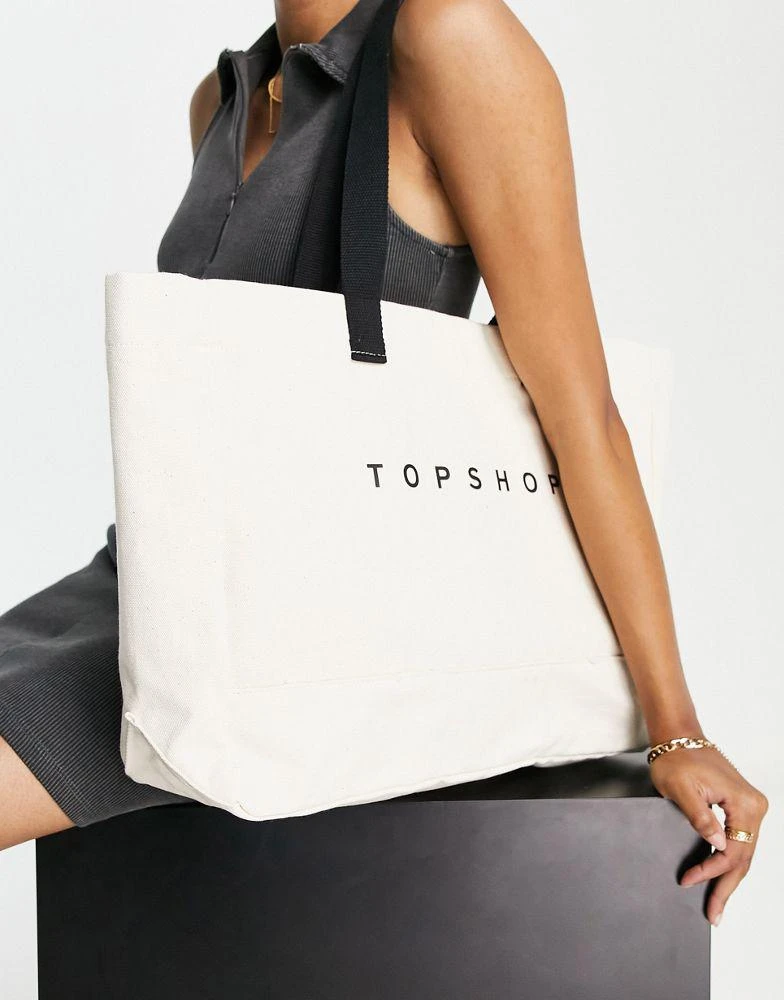 商品Topshop|Topshop tote bag in cream,价格¥95,第1张图片
