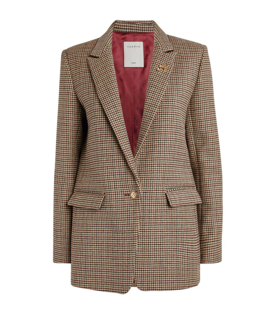 商品Sandro|Houndstooth Single-Breasted Blazer,价格¥1897,第1张图片