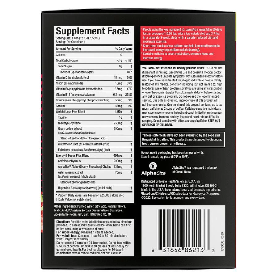 商品Hydroxycut|CUT Energy Drink Watermelon Pomegranate,价格¥51,第2张图片详细描述