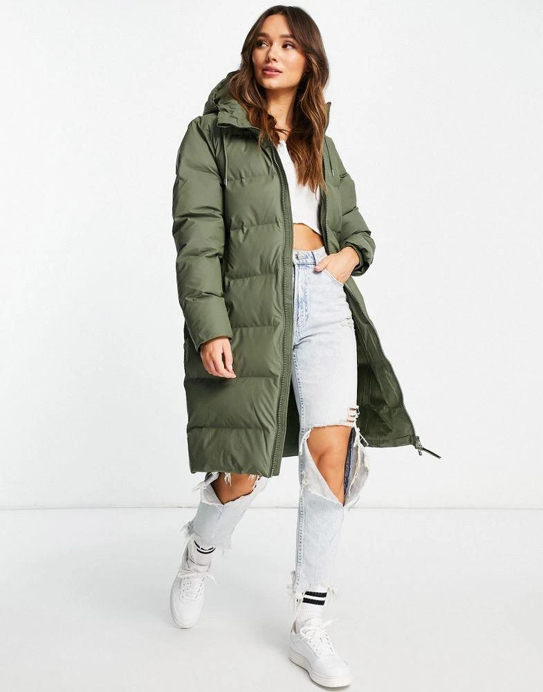 商品RAINS|Rains 1507 long puffer coat in olive,价格¥3864,第1张图片