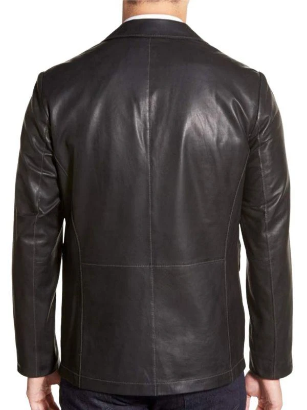 商品Missani Le Collezioni|Classic Fit Lambskin Leather Blazer,价格¥1588,第2张图片详细描述