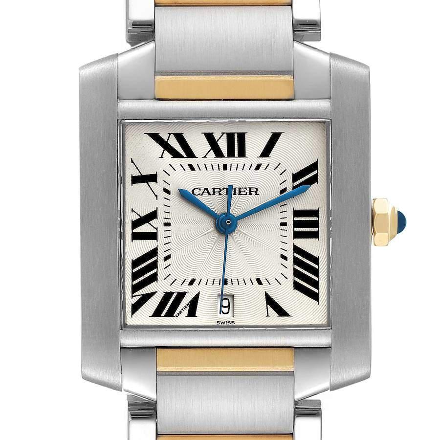 Cartier Silver 18k Yellow Gold And Stainless Steel Tank Francaise W51005Q4 Automatic Men's Wristwatch 28 mm商品第6张图片规格展示