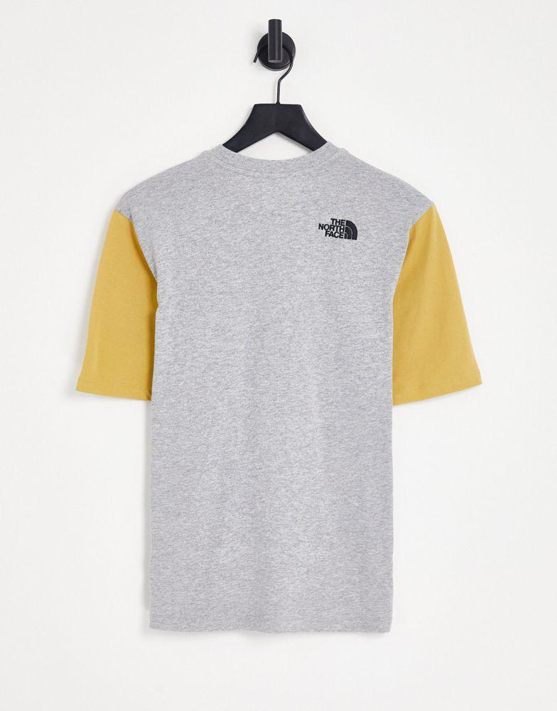 商品The North Face|The North Face Essential Colourblock t-shirt in grey/ tan Exclusive at ASOS,价格¥147,第4张图片详细描述