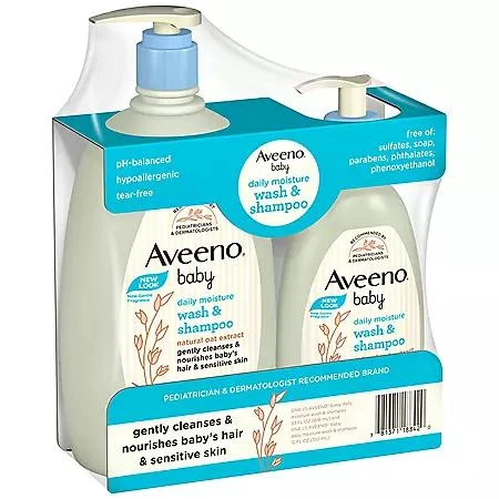 商品Aveeno|婴儿沐浴乳+洗发水套装(33 fl. oz. +12 fl. oz.),价格¥139,第4张图片详细描述